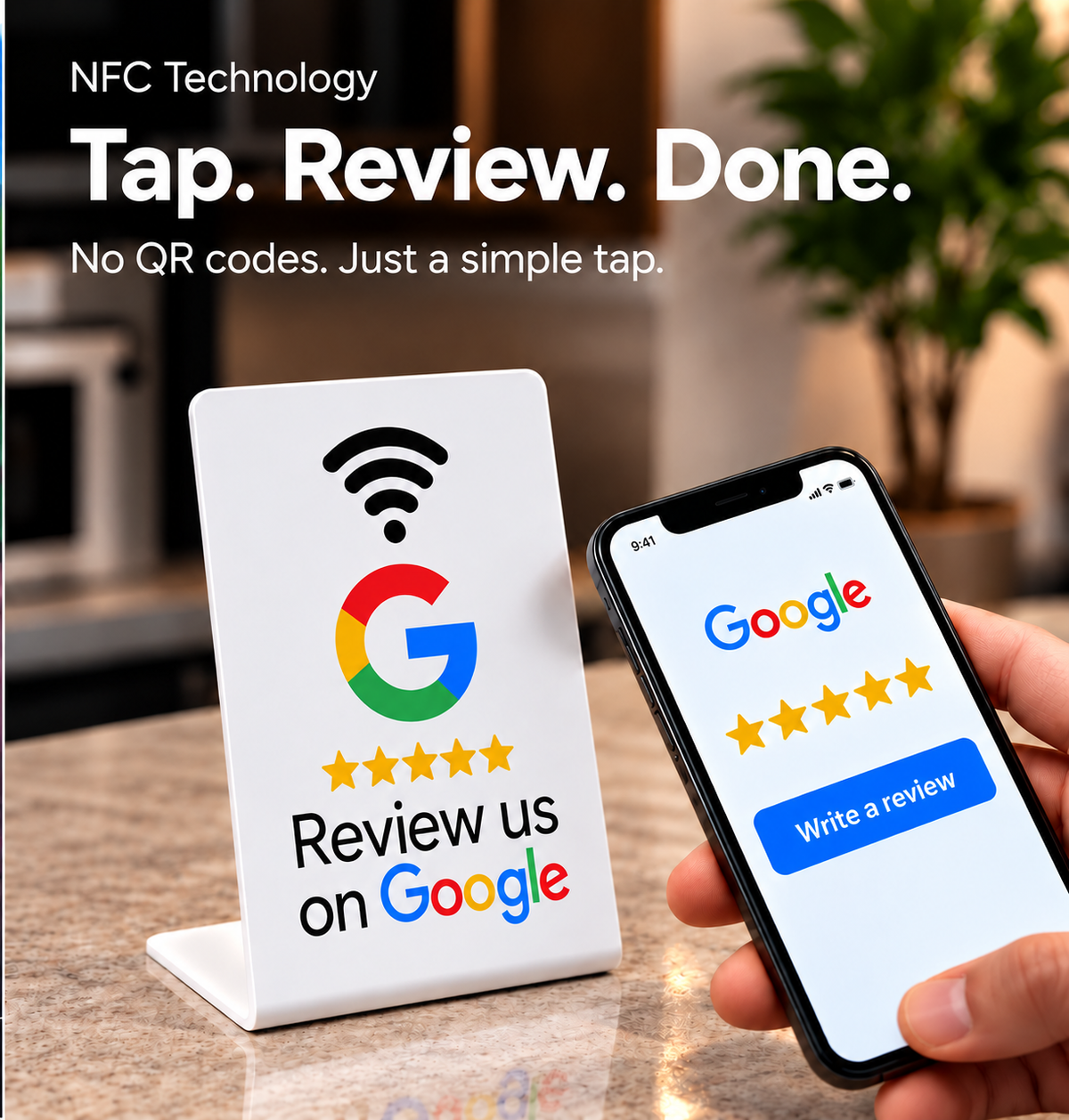 Ezy Reviews Counter Stand – NFC Google Review Stand
