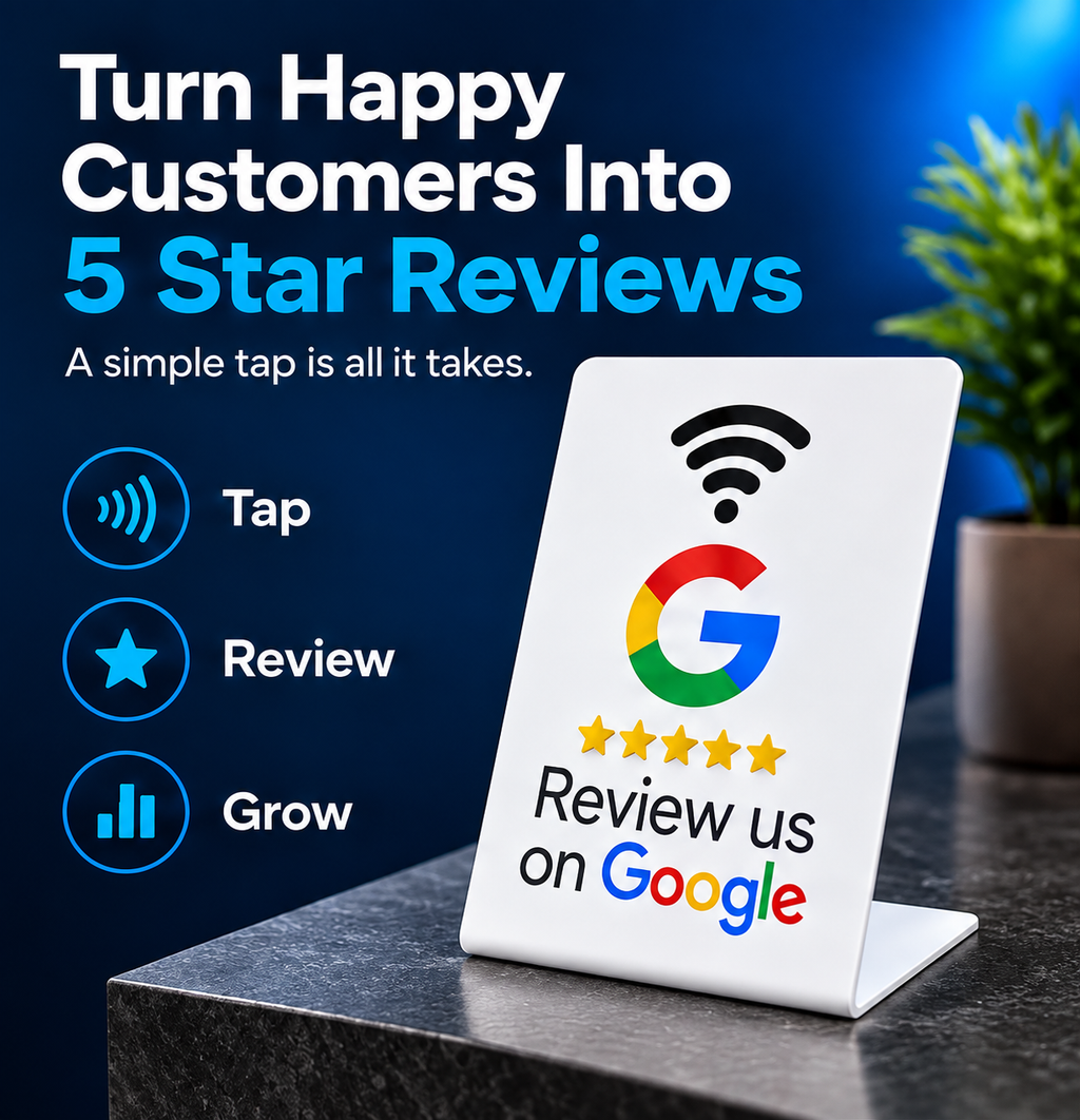 Ezy Reviews Counter Stand – NFC Google Review Stand