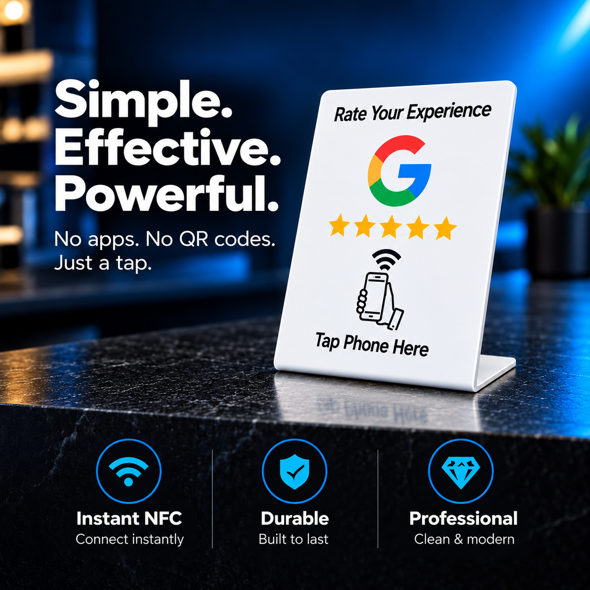 Ezy Reviews Desk Stand – NFC Google Review Stand