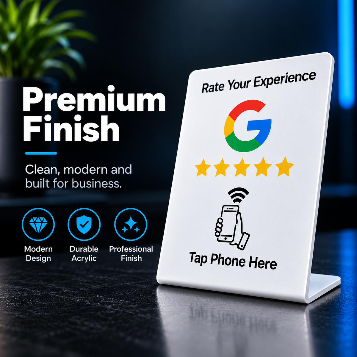 Ezy Reviews Desk Stand – NFC Google Review Stand