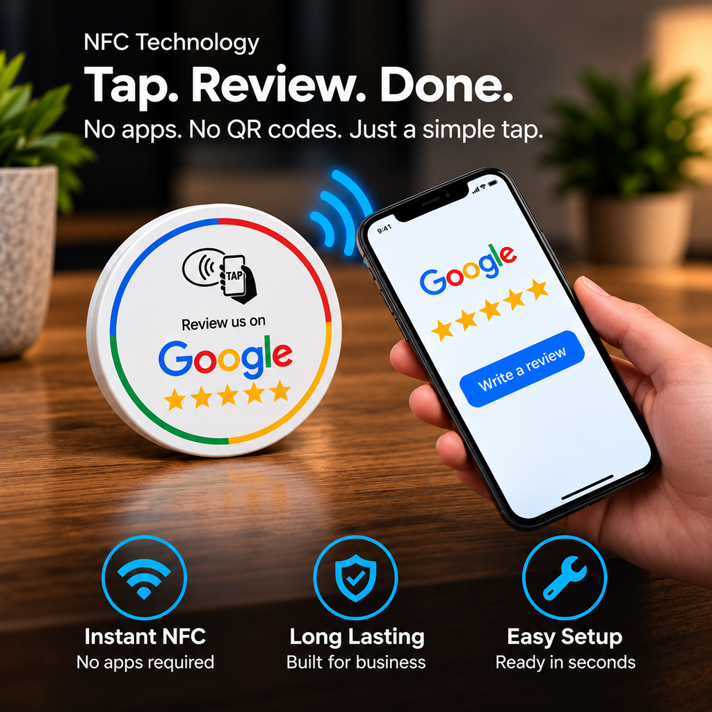 Ezy Reviews Mini – NFC Google Review Stand