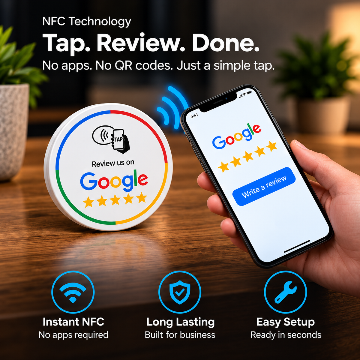 Ezy Reviews Mini – NFC Google Review Stand